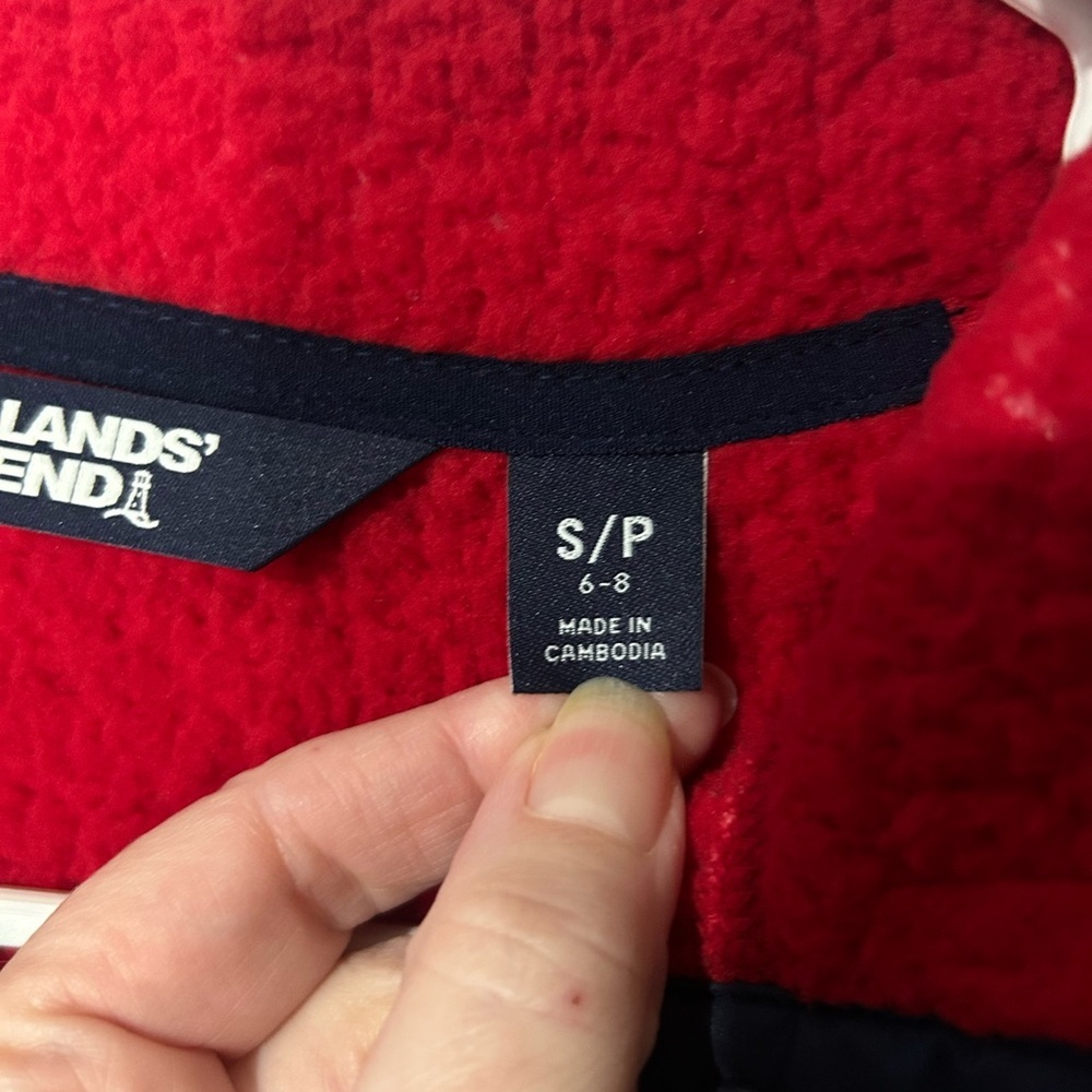 Lands' End Heritage Fleece Snap Neck Pullover Fair Isle chevron Size Small 6-8 - Picture 5 of 14